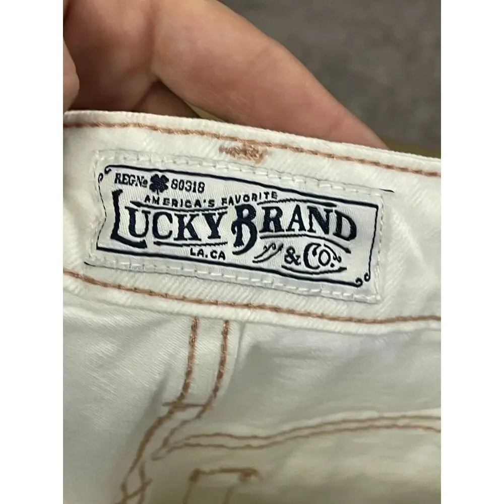 Lucky Brand Womens White Denim Distressed Bermuda Shorts 26 Lucky Pins 7WD10771